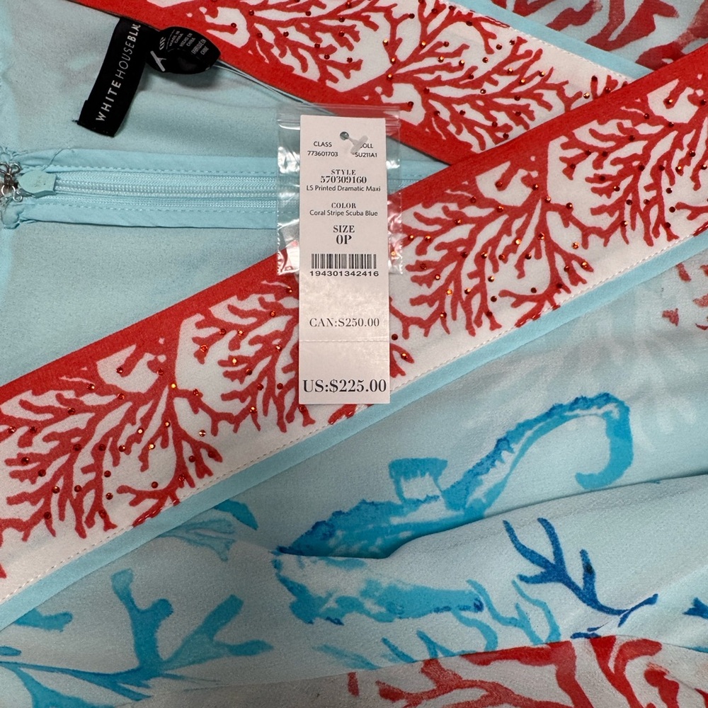 NWT White House Black Market Red and Blue Coral Dress 0 Petite - Picture 3 of 5